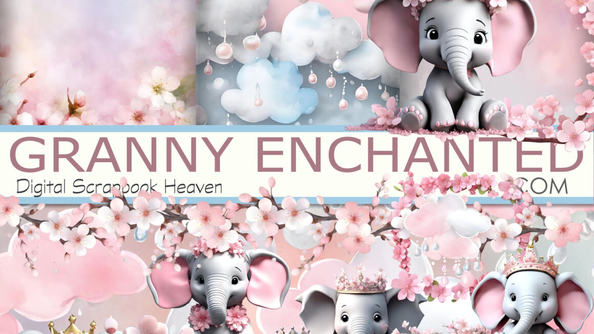 Elephant Clipart with Spring Flowers