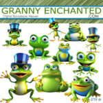 Frog Clipart in 3D Cartoon Animation Style