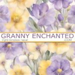 Floral Background in Yellow and Lavender Buttercup and Viola Flowers in Watercolor Style Digital Format