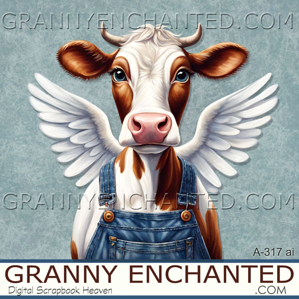 A-317 Holy Cow Clipart and Teal Digital Background