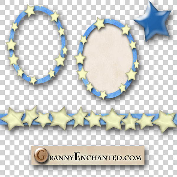 Blue star trim and frames with journal element in digital format