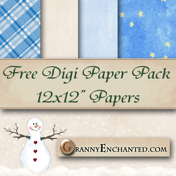 Winter digital scrapbook paper pack