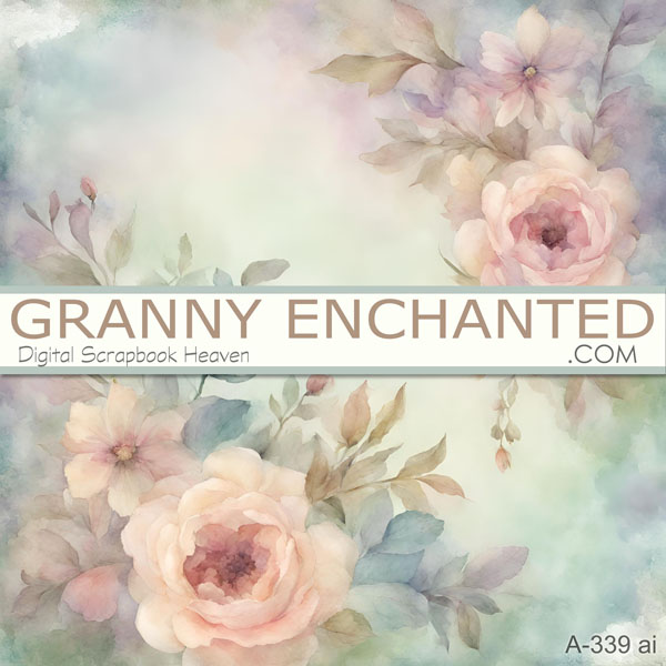 Floral watercolor background in Victorian style in digital format