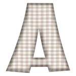Brown gingham alphabet in digital format