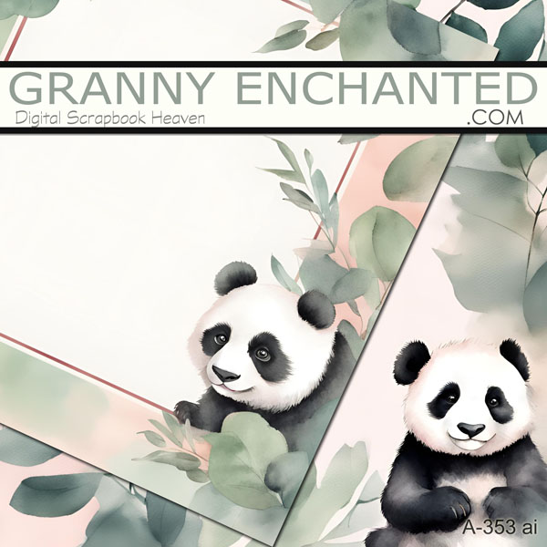Panda background in digital format in watercolor style